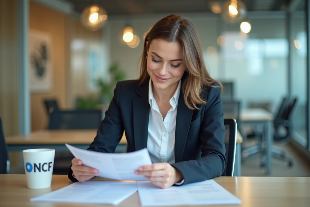 Jeune femme professionnelle triant des CV au bureau